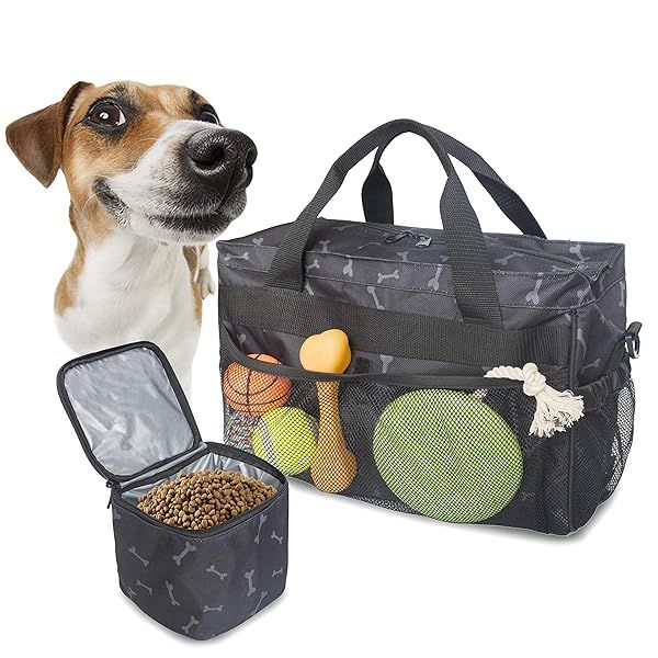 MYDAYS Dog Travel Bag Pet Luggage Suitcase Weekend Tote Carrier with Collapsible Bowl Black
