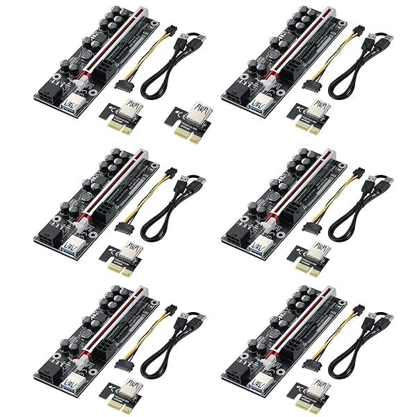 Buy MZHOU 6-Pack PCI-E 1X to 16X Riser Card for Bitcoin & Ethereum Mining - High-Performance Adapter