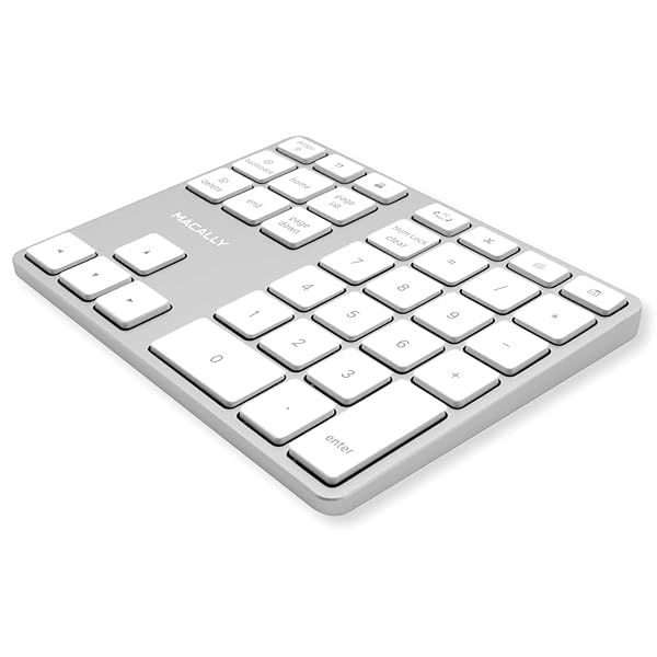 Macally Wireless Number Pad Rechargeable Bluetooth Keypad Ultra Slim 35-Key Numeric Keypad for MacBook iPad iPhone Windows Android