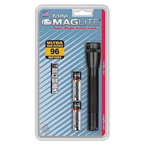 Maglite Mini Incandescent 2-Cell AA Flashlight in Black - Compact, Durable & Bright