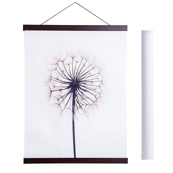 "Light Wood Magnetic Poster Hanger Frame - 10x14, 10x16, 10x20 Canvas Artwork Display Kit (Walnut, 10")"