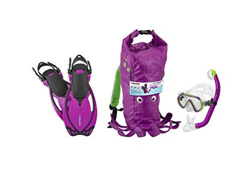Premium Youth Sea Pals Snorkel Set - Mares Head Italian Collection, Ultra-Clear Lens, Purple, Size Large (1-4) for Kids