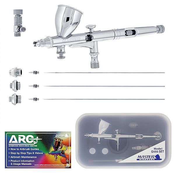 Master Airbrush G444-SET High Precision Dual-Action Gravity Feed Airbrush Professional Set with ARC Link Card