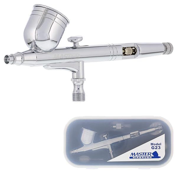 Master Airbrush Model G23 Multi-Purpose Dual Action Airbrush Set User Friendly for All Levels Ideal for Auto Graphics Hobby Cake and Body Art