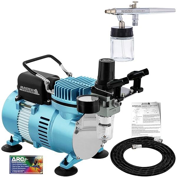 Master Airbrush Multi-Purpose Kit: Dual-Action Airbrush, Compressor & Guide for Perfect Painting