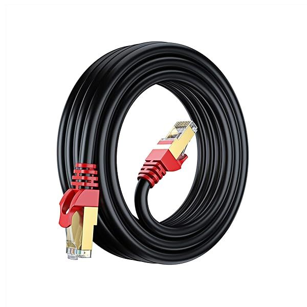 Maximm Cat7 Outdoor Ethernet Cable 50ft - High-Speed Waterproof Direct Burial LAN Cable