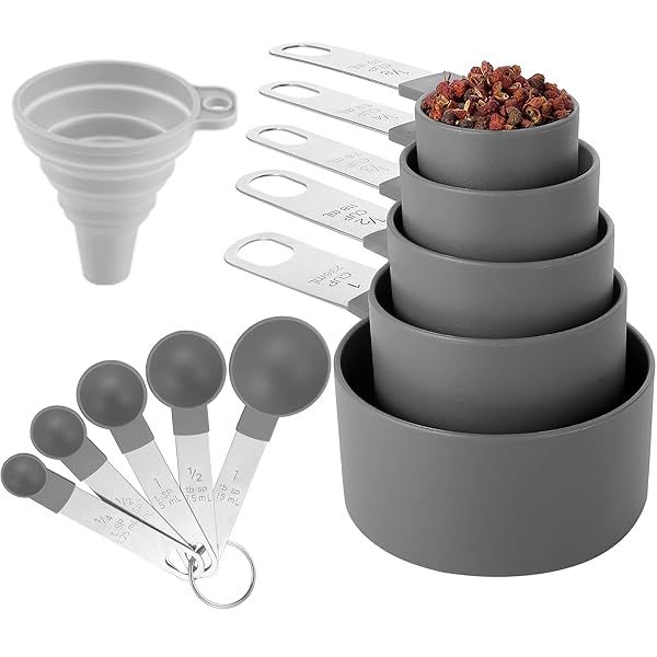 10-Piece Huygens Measuring Cups & Spoons Set - Stackable Stainless Steel Kitchen Gadgets for Dry & Liquid Ingredients