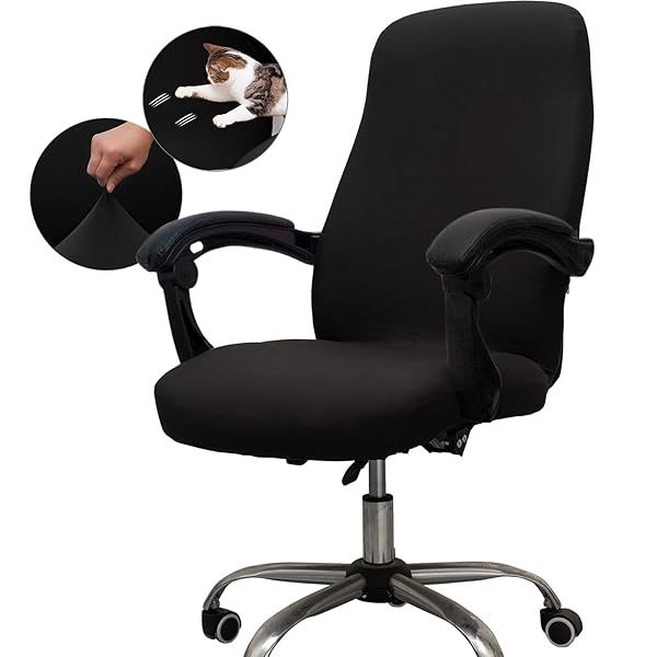 Melaluxe Universal Stretch Office Chair Cover - Black Slipcover for Large Desk Chairs