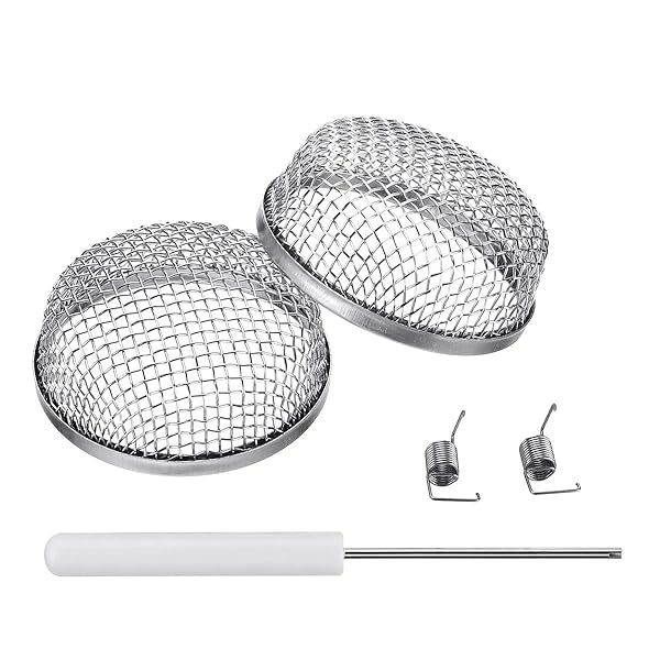 Miady RV Furnace Vent Screen 2-Pack - Stainless Steel Bug Covers for Camper Heater Exhaust Vents with Installation Tool