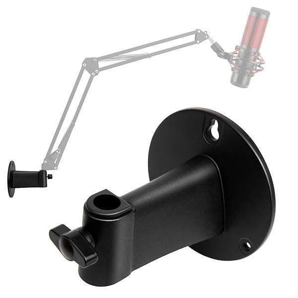Space-Saving Microphone Wall Mount Boom Arm - SUNMON Metal Mic Holder for Horizontal Mounting
