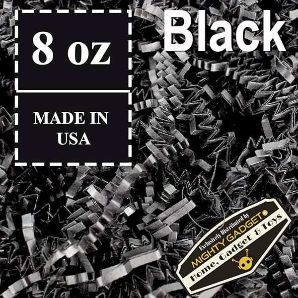 Mighty Gadget Black Crinkle Cut Paper Shred Filler 1/2 LB for Gift Wrapping and Basket Filling