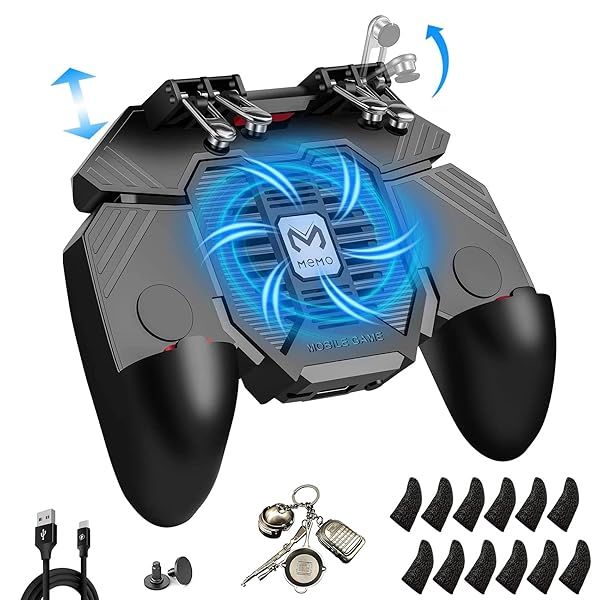 Mikirini PUBG Mobile Controller with Phone Cooler 4000mAh Built-in Battery for PUBG Knives Out Call of Duty, PUBG Game L2R2 Triggers for 4.7-6.5"