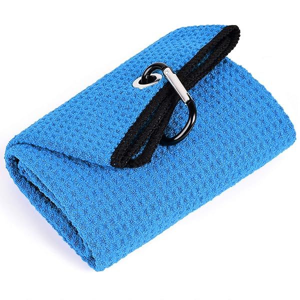 Mile High Life Microfiber Golf Towel 16X24 Waffle Pattern Super Absorbent Tri-fold Golf Bag Accessories for Men and Women Blue