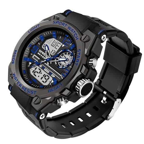 Top Tactical Military Watches for Men: Waterproof, Multifunctional Analog-Digital Sports Watches in Blue & Black