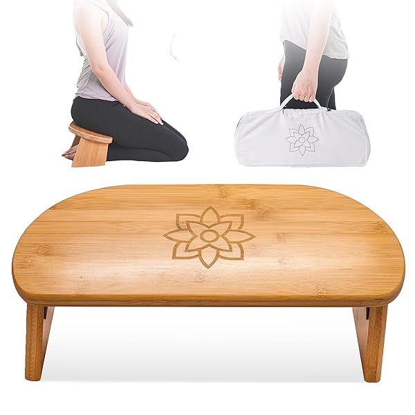Mindful Bamboo Folding Meditation Bench - Portable Seiza Chair with Magnetic Hinges & Travel Bag