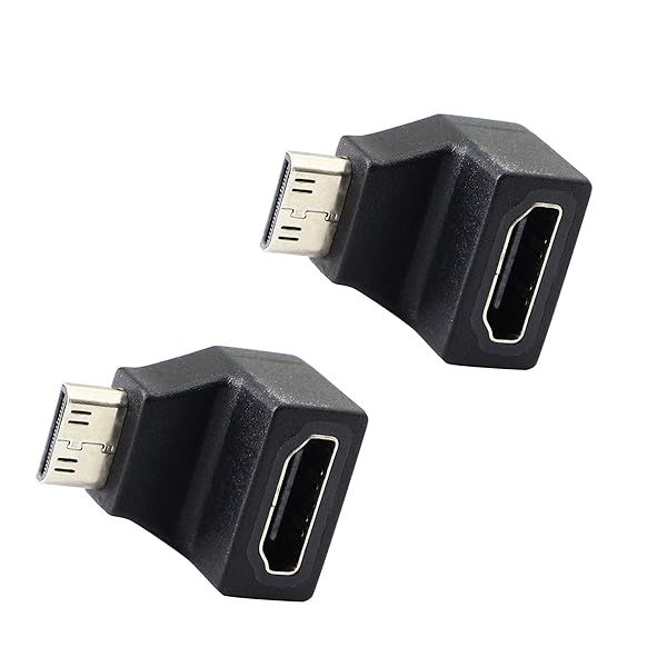 YOUCHENG Mini HDMI Adapter 90 Degree Right Angle - 4K 1080P Connector for Cameras & Projectors (2-Pack)