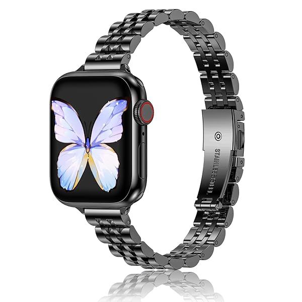 MioHHR Slim Metal Band Compatible with Apple Watch Band 42mm(Series 11 10) 41mm 40mm 38mm,Dressy Stainless Steel Chain Strap for Women iWatch Bands