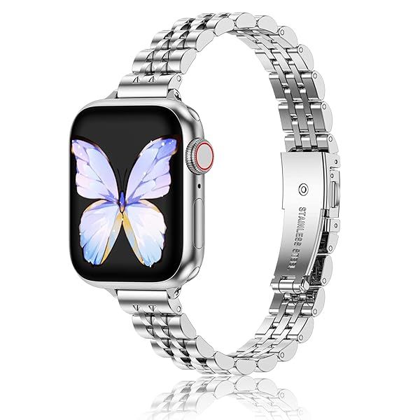 MioHHR Metal Band Compatible with Apple Watch Bands 49mm 46mm 45mm 44mm 42mm(Series 3 2 1),Dressy Stainless Steel Strap for Women iWatch Series 11 10