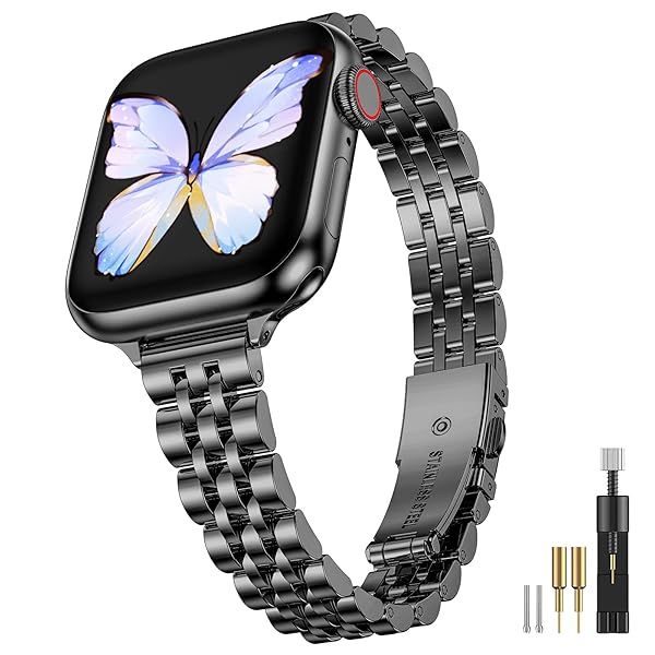 MioHHR Metal Band Compatible with Apple Watch Bands 49mm 46mm(Series 11 10) 45mm 44mm 42mm,Dressy Stainless Steel Strap for Women iWatch Ultra3 2 1