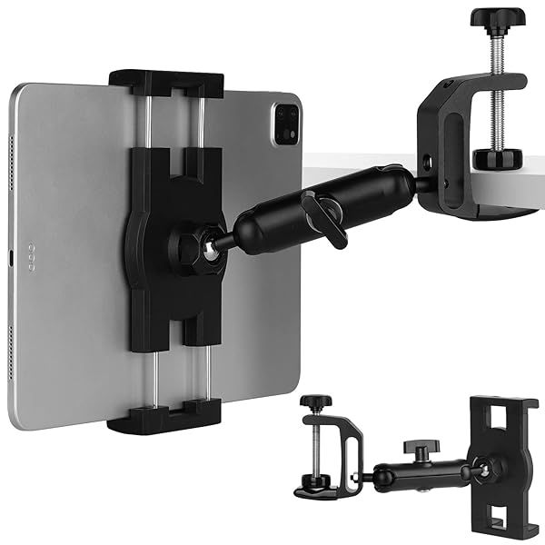 "Adjustable Mippko Kitchen Cabinet Tablet Holder for 7-12.9" Devices - No Drilling, Multi-Angle Aluminum Mount"