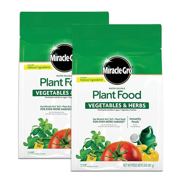 Miracle-Gro Water Soluble Plant Food for Vegetables & Herbs - 2 lbs, 2-Pack | Boost Your Garden Growth!