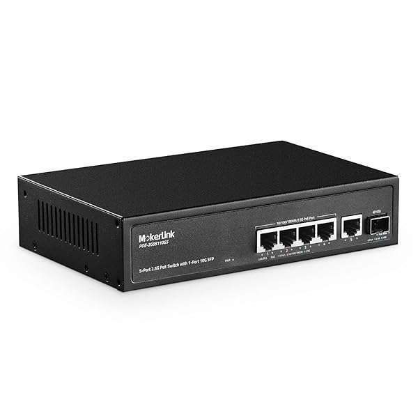 Buy MokerLink 5 Port 2.5G PoE Switch - 10G SFP, 4 Port PoE, 65W, Unmanaged, Wall Mountable for Fast Networking