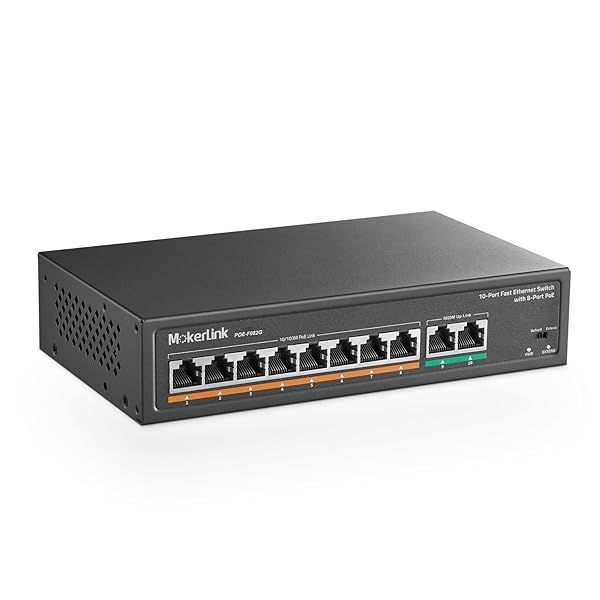 MokerLink 8 Port PoE Switch with 2 Gigabit Uplink 802.3af/at PoE+ 100Mbps 120W Power Extend 250Meter Metal Plug and Play