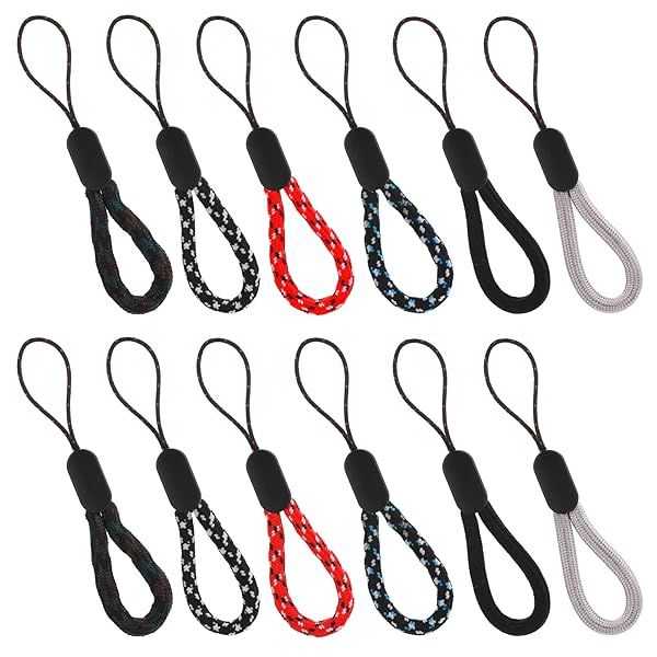 Molain 12 Pcs Adjustable Finger Hand Wrist Straps, Portable Short Lanyard Straps Assorted Color Nylon Finger Straps for Mobile Phone Keys Camera USB