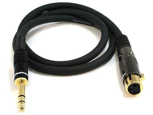 Monoprice 104771 15 Feet Premier Series XLR Female to 1/4 Inch TRS Male 16AWG Gold Cable