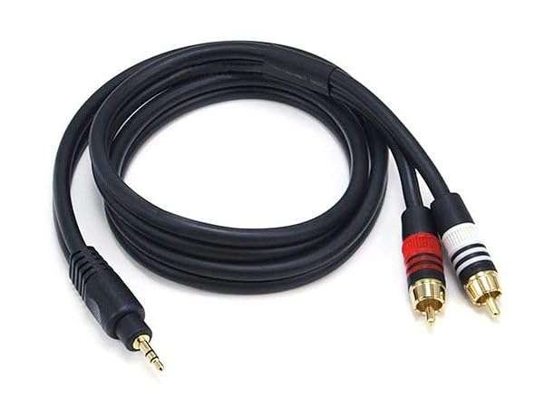 Monoprice Premium 3ft Audio Cable - Gold Plated Stereo Male to 2 RCA Male, 22AWG, Black