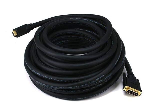 Monoprice 102810 50 Feet 22AWG CL2 HDMI to DVI Adapter Cable Black for High Quality Video Connection