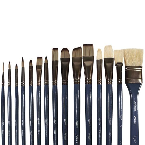 Mont Marte 15-Piece Premium Paint Brush Set: Versatile Brushes for Watercolour, Acrylic & Oil Painting in Stylish Roll Case