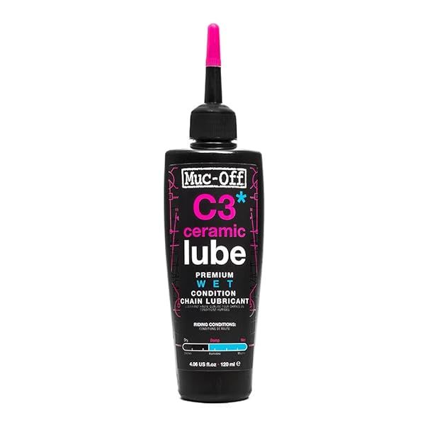 Buy Muc-Off C3 Ceramic Wet Chain Lube 120ml - Premium Bike Lubricant for Wet Conditions with UV Tracer Dye