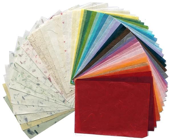 65 Sheets 8.5x11 Mulberry Handmade Paper for Crafting | Art Tissue & Origami Designs