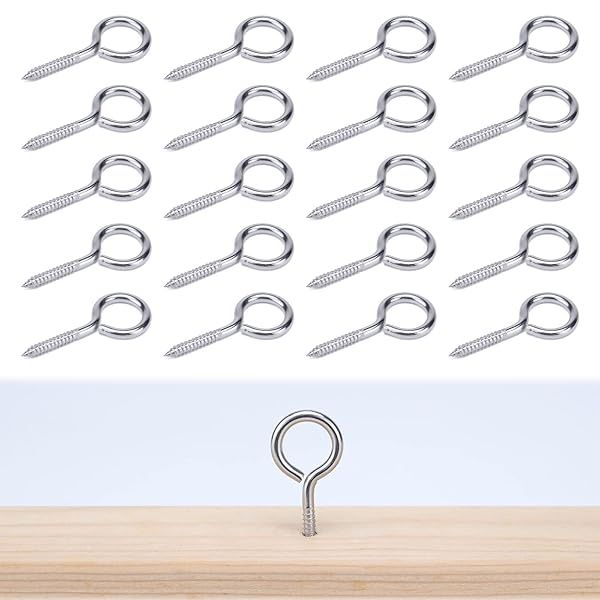 Muzata 20PCS 2 Inch Eye Screws T316 Stainless Steel Eye Hook Screws for Wood Indoor Outdoor Use