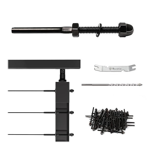 "Muzata 50 Pack Black Cable Railing Kit - T316 Stainless Steel Tensioners for 1/8" Cable Railing System"