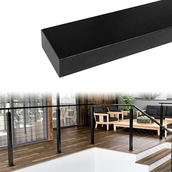 Muzata 66 Inch Aluminum Handrail Black Cable Railing Top Rail for Deck Stair Indoor Outdoor Use HL10 BPA