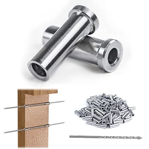 "Muzata 80 Pack T316 Stainless Steel Cable Railing Kit for Wood Posts - 1/8" Deck System Hardware"