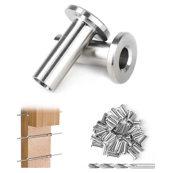 "Muzata 80 Pack T316 Stainless Steel Cable Railing Protector Sleeves for 1/8", 5/32", 3/16" Wire Rope - Durable Grommet Kit"