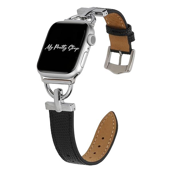 Stylish Glam Leather Apple Watch Band for Women - Compatible with 38/40/41mm & 42/44/45/49mm, Silver Gem Design