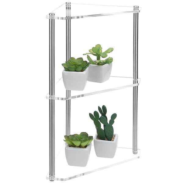 MyGift 3 Tier Clear Acrylic and Metal Display Stand for Bathroom Vanity and Makeup Organization