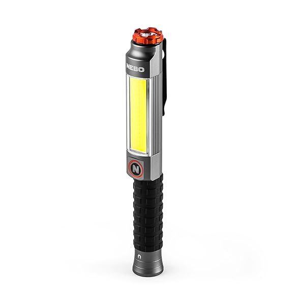 NEBO Big Larry Work Light: 600 Lumen COB Flashlight with Magnetic Base & Pocket Clip - Portable Hands-Free LED Hazard Light