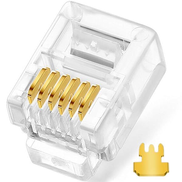 NECABLES 20-Pack RJ11/RJ12 Modular Plugs - 6P6C Connectors for Phone Lines, Solid & Stranded Wire Compatible