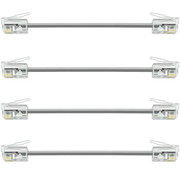 NECABLES 4Pack 3 Inch Short Phone Cord Short Telephone Cord Short Phone Line Cord Wall Phone Cord RJ11 6P4C Male to Male for Landline