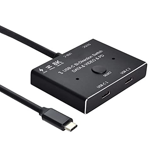 NFHK USB-C Type-C Bi-Direction Switch MST Hub 1 to 2 Supports 8K Video Data PD 100W 10Gbps Fast Charging