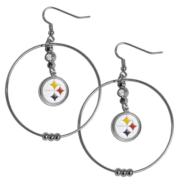 Shop NFL Siskiyou Sports Women's Pittsburgh Steelers 2-Inch Hoop Earrings - Team Color Jewelry