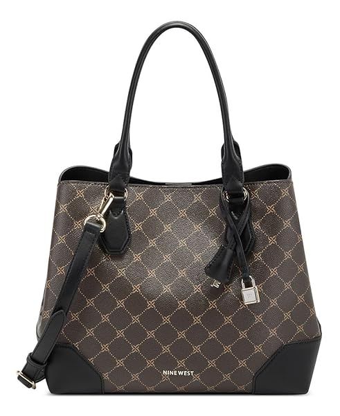 Shop NINE WEST Brooklyn Jet Set Carryall Satchel - Stylish Brown/Black Bag for Women