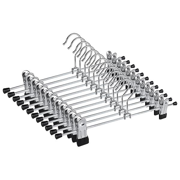 Northern Brothers 12PCS Pants Hangers with Clips Metal Skirt Trouser Hangers for Clothes Organization