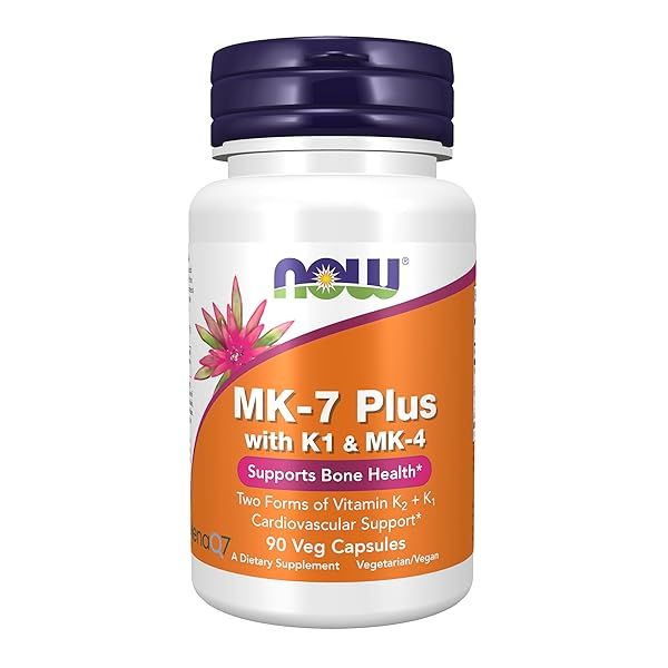 NOW Foods MK-7 Plus with K1 & MK-4 - 90 Veg Capsules for Optimal Bone Health Support