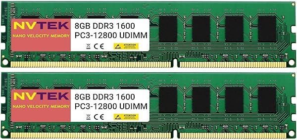 NVTEK 16GB DDR3 1600MHZ PC3-12800 UDIMM 2Rx8 1.35V 240-PIN Non-ECC Desktop Memory Kit